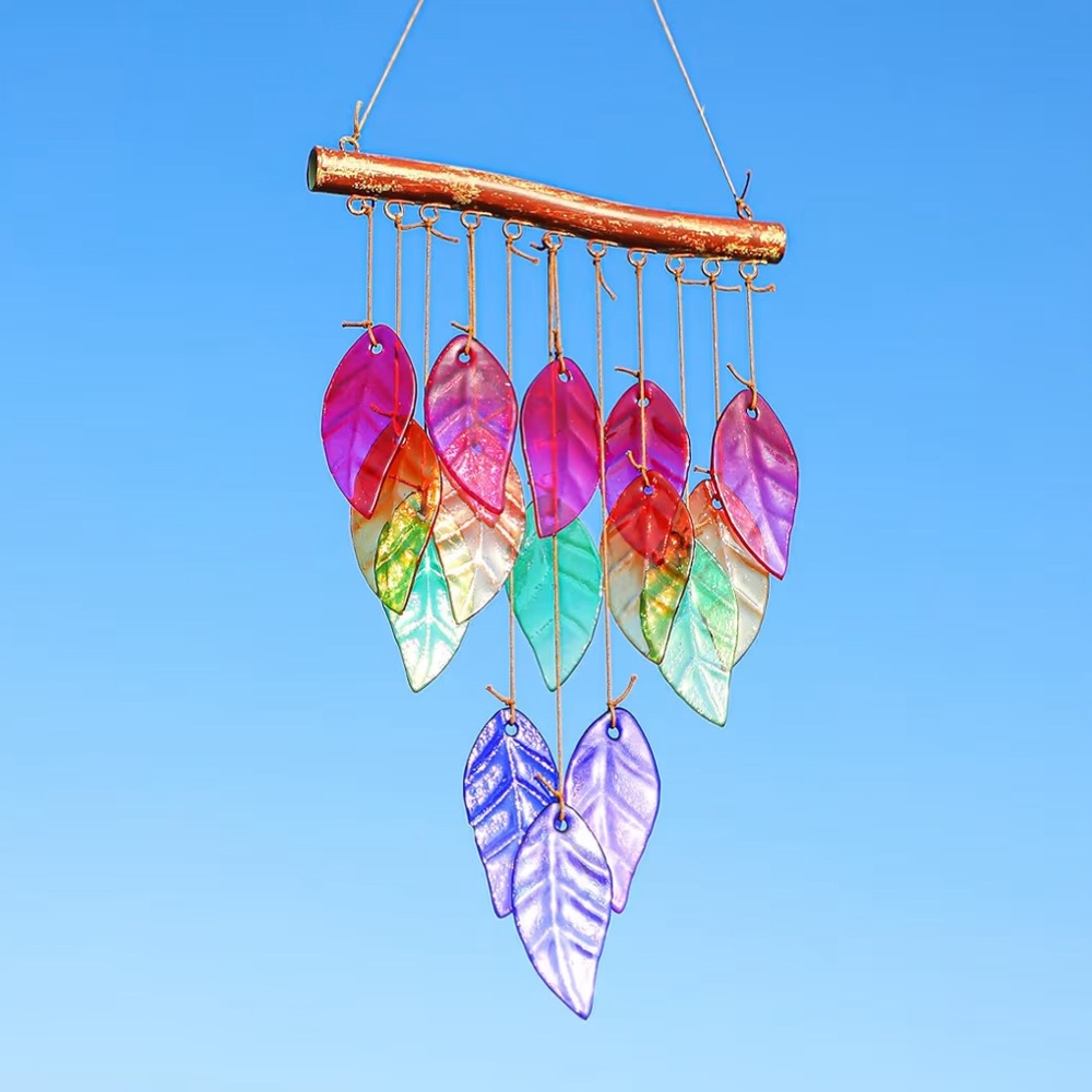 Colorful Leaf Glass Wind Chime - Picture 3 of 8